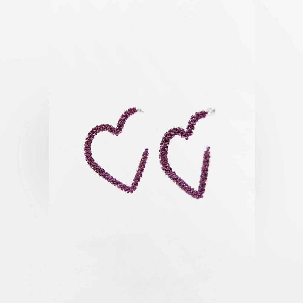 Zara 🩷🩷🩷Pink Sparkly Heart Earrings - NWT